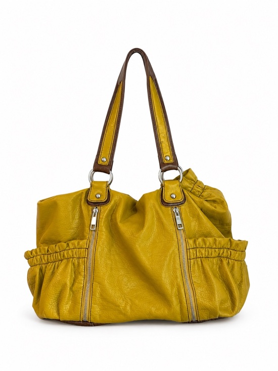 no brand Handbags - Everyday Mustard Shoulder Tote with Dual Zip Accents